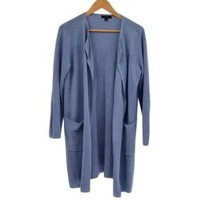 J. Crew Juliette Cardigan Sweater Long Women Small Blue Linen‎ Blend Collarless